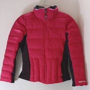 OBERMEYER FUSHIA & BLACK PUFFER GOOSE DOWN SKI JACKET/COAT